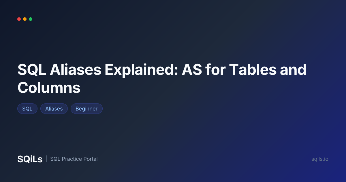 SQL Aliases Explained: AS for Tables and Columns