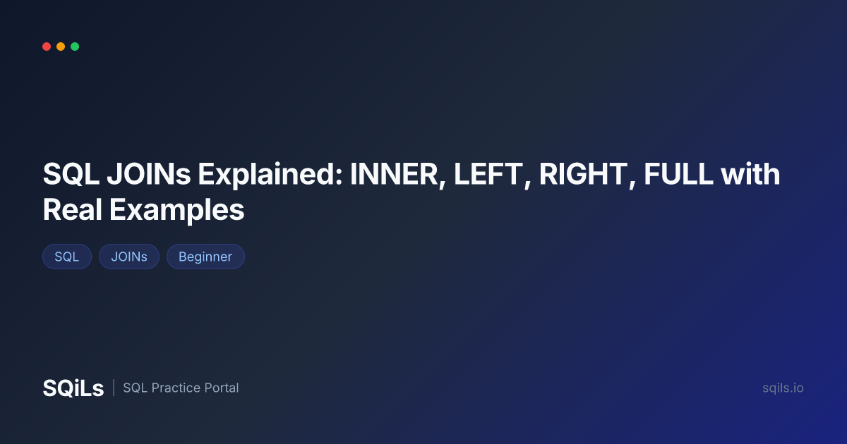 Blog post cover: SQL JOINs Explained: INNER, LEFT, RIGHT, FULL with Real Examples